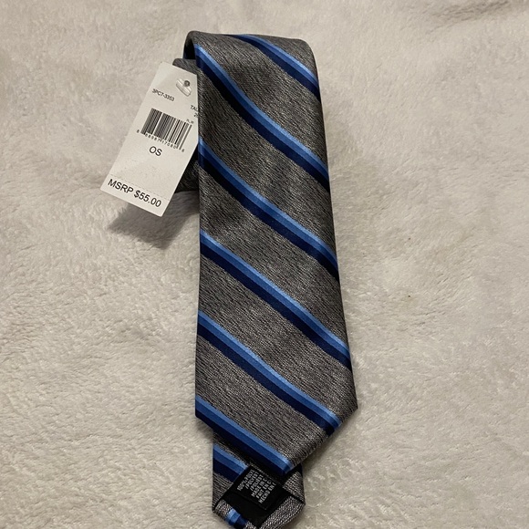Perry Ellis Other - Perry Ellis Gray Tie with Blue Stripes